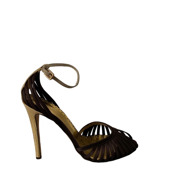 NEW BCBGMAXAZRIA Nastrin Leather Satin Sandal - Picture 2 of 3